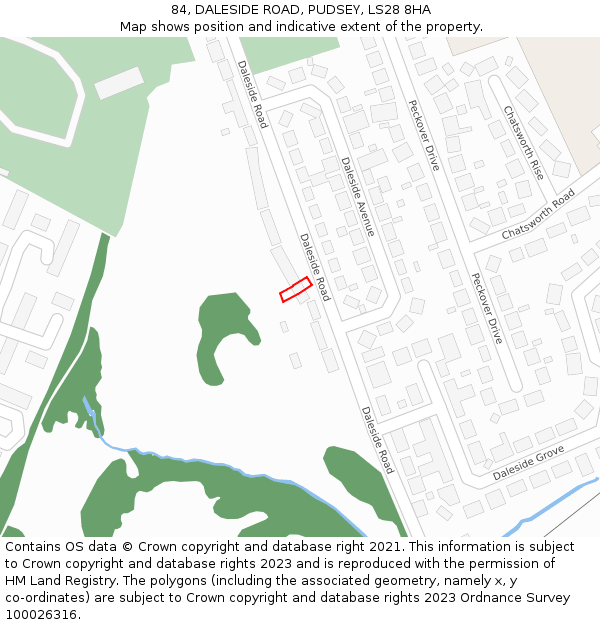 84, DALESIDE ROAD, PUDSEY, LS28 8HA: Location map and indicative extent of plot