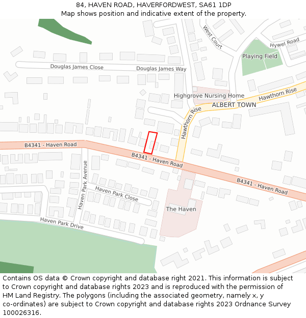 84, HAVEN ROAD, HAVERFORDWEST, SA61 1DP: Location map and indicative extent of plot