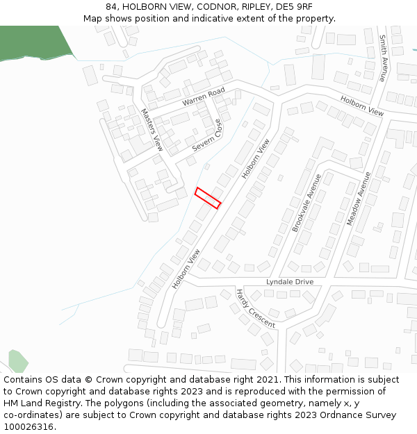 84, HOLBORN VIEW, CODNOR, RIPLEY, DE5 9RF: Location map and indicative extent of plot