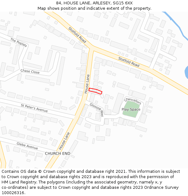 84, HOUSE LANE, ARLESEY, SG15 6XX: Location map and indicative extent of plot