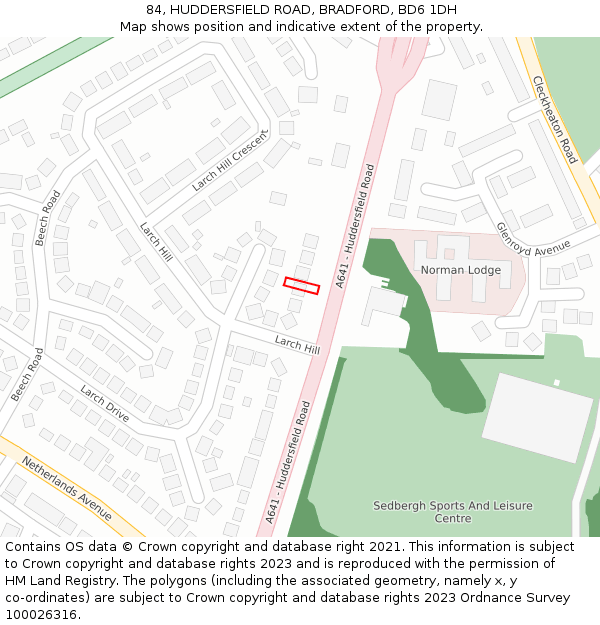 84, HUDDERSFIELD ROAD, BRADFORD, BD6 1DH: Location map and indicative extent of plot