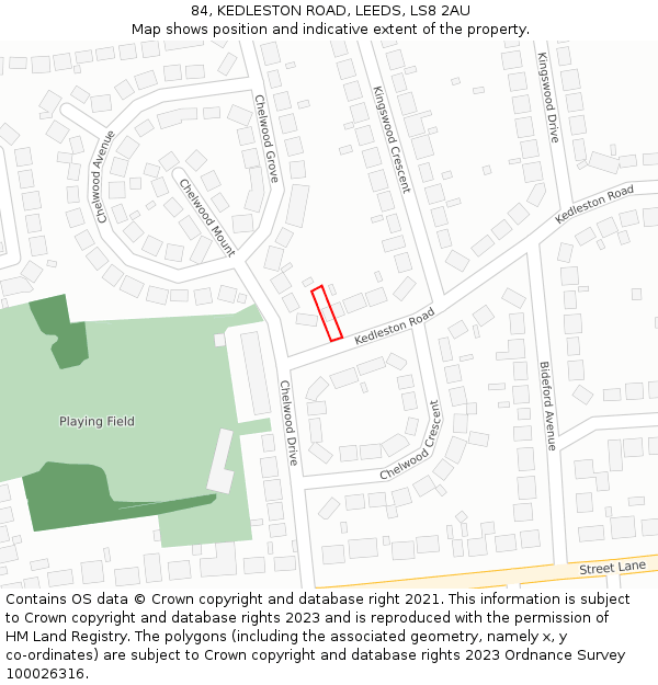 84, KEDLESTON ROAD, LEEDS, LS8 2AU: Location map and indicative extent of plot