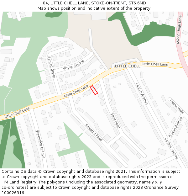 84, LITTLE CHELL LANE, STOKE-ON-TRENT, ST6 6ND: Location map and indicative extent of plot