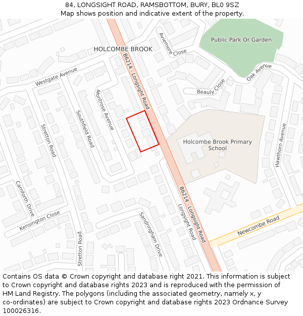 84, LONGSIGHT ROAD, RAMSBOTTOM, BURY, BL0 9SZ: Location map and indicative extent of plot