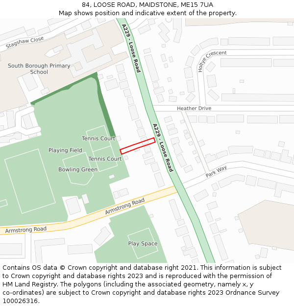 84, LOOSE ROAD, MAIDSTONE, ME15 7UA: Location map and indicative extent of plot
