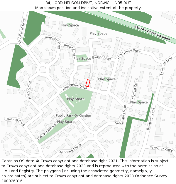 84, LORD NELSON DRIVE, NORWICH, NR5 0UE: Location map and indicative extent of plot