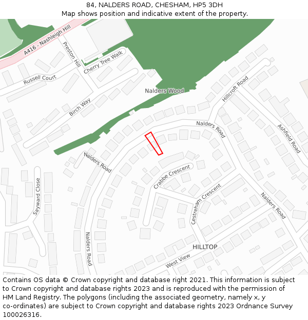 84, NALDERS ROAD, CHESHAM, HP5 3DH: Location map and indicative extent of plot