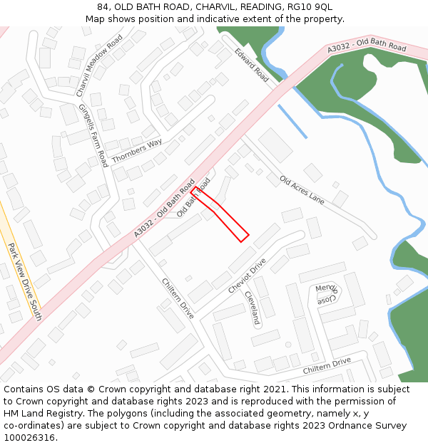 84, OLD BATH ROAD, CHARVIL, READING, RG10 9QL: Location map and indicative extent of plot