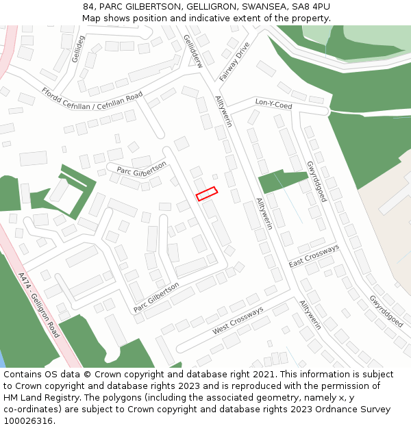 84, PARC GILBERTSON, GELLIGRON, SWANSEA, SA8 4PU: Location map and indicative extent of plot