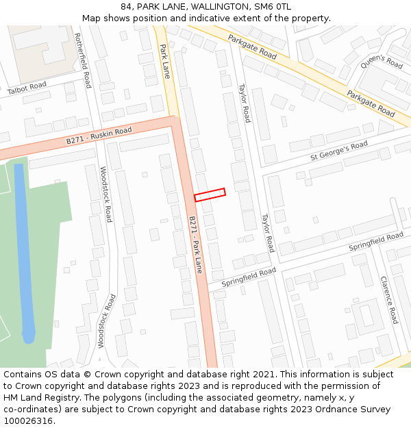 84, PARK LANE, WALLINGTON, SM6 0TL: Location map and indicative extent of plot