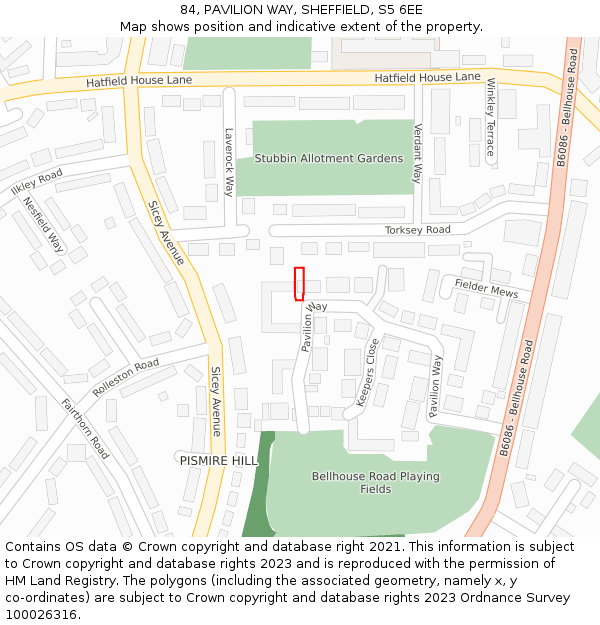 84, PAVILION WAY, SHEFFIELD, S5 6EE: Location map and indicative extent of plot