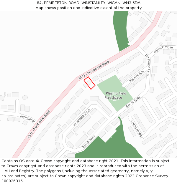 84, PEMBERTON ROAD, WINSTANLEY, WIGAN, WN3 6DA: Location map and indicative extent of plot