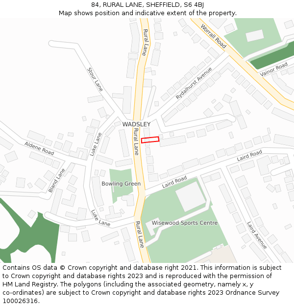 84, RURAL LANE, SHEFFIELD, S6 4BJ: Location map and indicative extent of plot