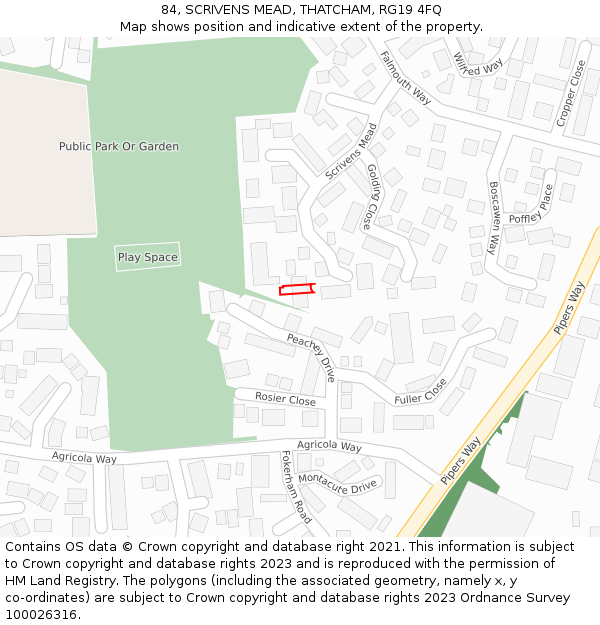 84, SCRIVENS MEAD, THATCHAM, RG19 4FQ: Location map and indicative extent of plot