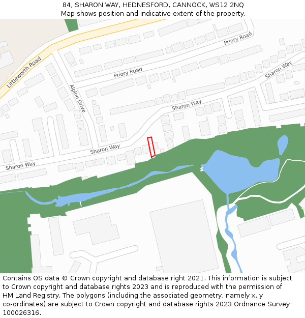 84, SHARON WAY, HEDNESFORD, CANNOCK, WS12 2NQ: Location map and indicative extent of plot