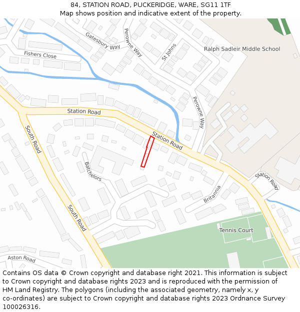 84, STATION ROAD, PUCKERIDGE, WARE, SG11 1TF: Location map and indicative extent of plot