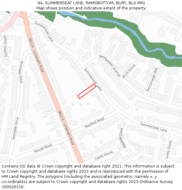 84, SUMMERSEAT LANE, RAMSBOTTOM, BURY, BL0 9RQ: Location map and indicative extent of plot