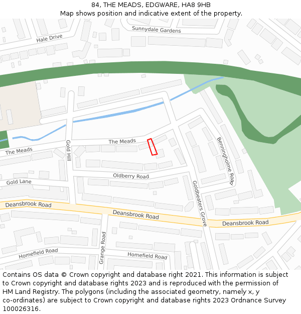 84, THE MEADS, EDGWARE, HA8 9HB: Location map and indicative extent of plot