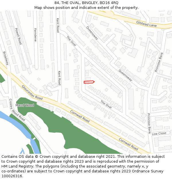 84, THE OVAL, BINGLEY, BD16 4RQ: Location map and indicative extent of plot