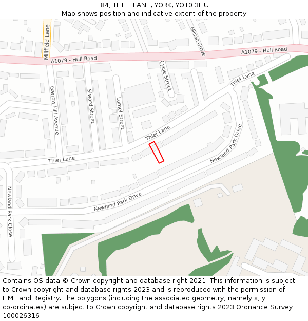 84, THIEF LANE, YORK, YO10 3HU: Location map and indicative extent of plot