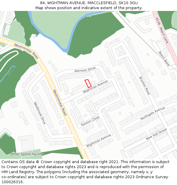 84, WIGHTMAN AVENUE, MACCLESFIELD, SK10 3GU: Location map and indicative extent of plot