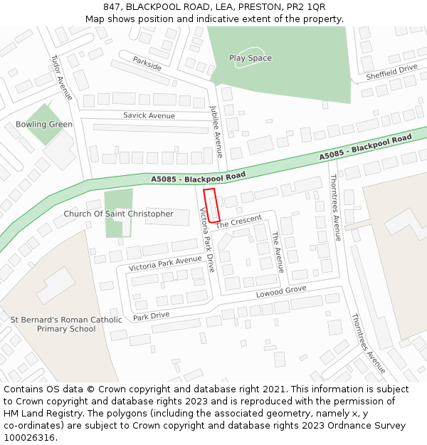 847, BLACKPOOL ROAD, LEA, PRESTON, PR2 1QR: Location map and indicative extent of plot