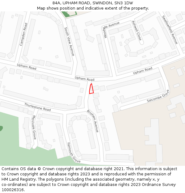 84A, UPHAM ROAD, SWINDON, SN3 1DW: Location map and indicative extent of plot