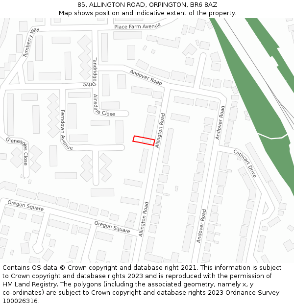 85, ALLINGTON ROAD, ORPINGTON, BR6 8AZ: Location map and indicative extent of plot