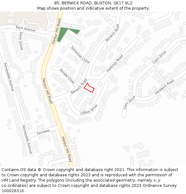 85, BERWICK ROAD, BUXTON, SK17 9LZ: Location map and indicative extent of plot