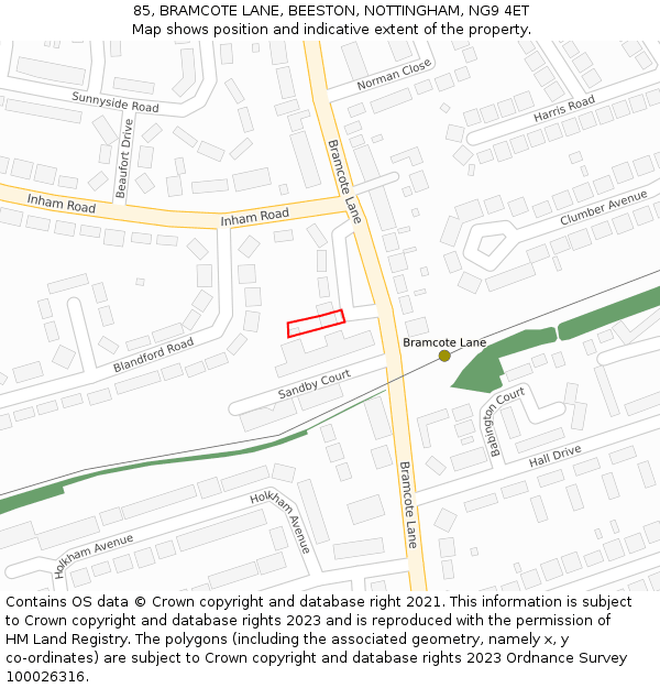 85, BRAMCOTE LANE, BEESTON, NOTTINGHAM, NG9 4ET: Location map and indicative extent of plot