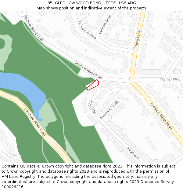 85, GLEDHOW WOOD ROAD, LEEDS, LS8 4DG: Location map and indicative extent of plot