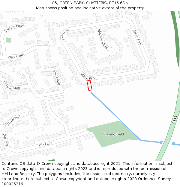 85, GREEN PARK, CHATTERIS, PE16 6DN: Location map and indicative extent of plot