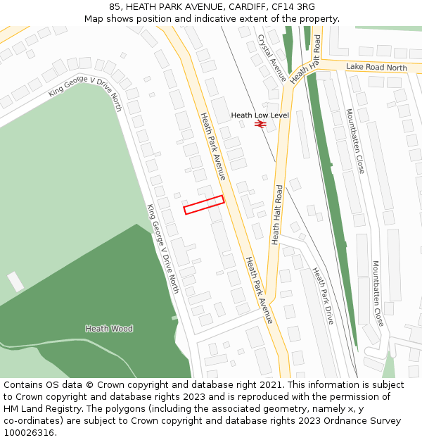85, HEATH PARK AVENUE, CARDIFF, CF14 3RG: Location map and indicative extent of plot