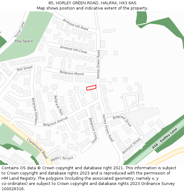 85, HORLEY GREEN ROAD, HALIFAX, HX3 6AS: Location map and indicative extent of plot