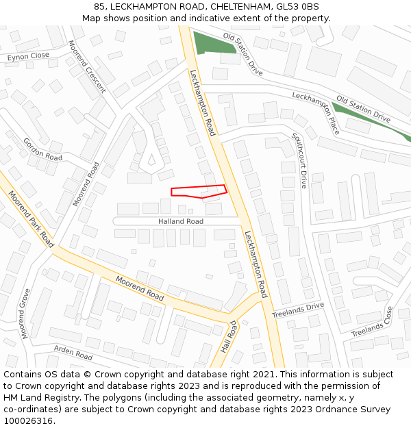 85, LECKHAMPTON ROAD, CHELTENHAM, GL53 0BS: Location map and indicative extent of plot