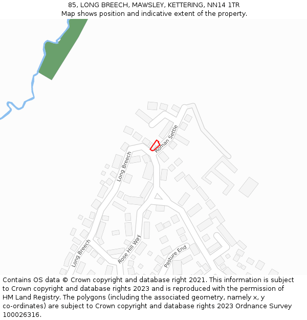 85, LONG BREECH, MAWSLEY, KETTERING, NN14 1TR: Location map and indicative extent of plot