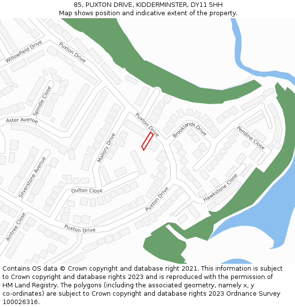 85, PUXTON DRIVE, KIDDERMINSTER, DY11 5HH: Location map and indicative extent of plot
