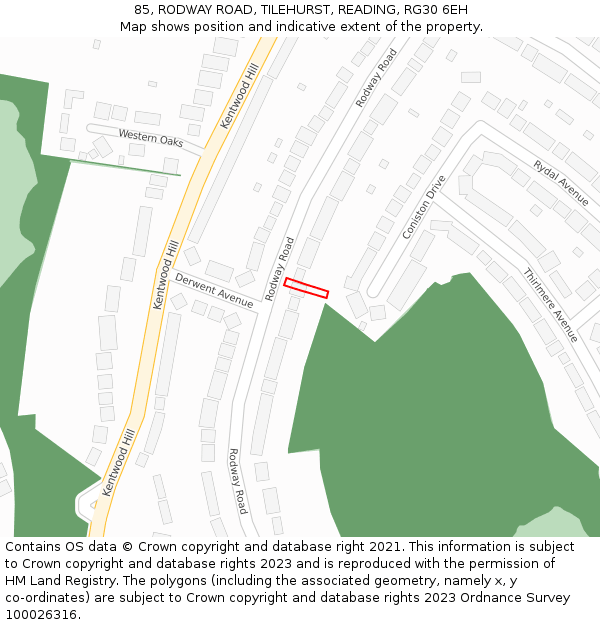 85, RODWAY ROAD, TILEHURST, READING, RG30 6EH: Location map and indicative extent of plot