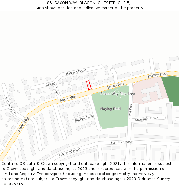 85, SAXON WAY, BLACON, CHESTER, CH1 5JL: Location map and indicative extent of plot