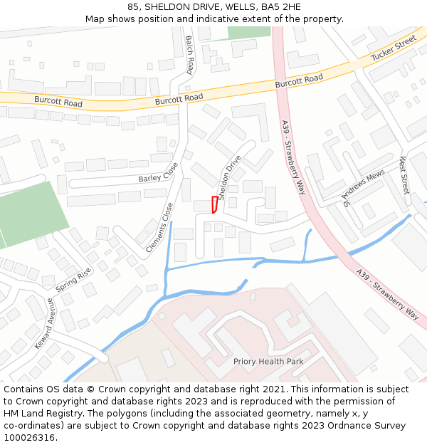 85, SHELDON DRIVE, WELLS, BA5 2HE: Location map and indicative extent of plot