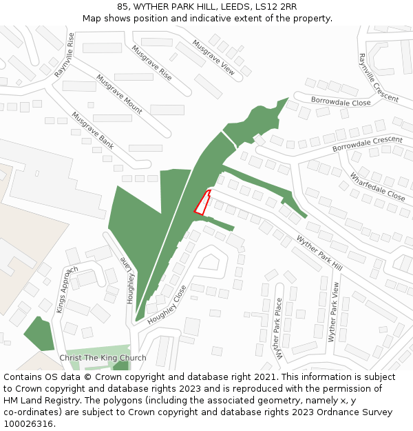 85, WYTHER PARK HILL, LEEDS, LS12 2RR: Location map and indicative extent of plot