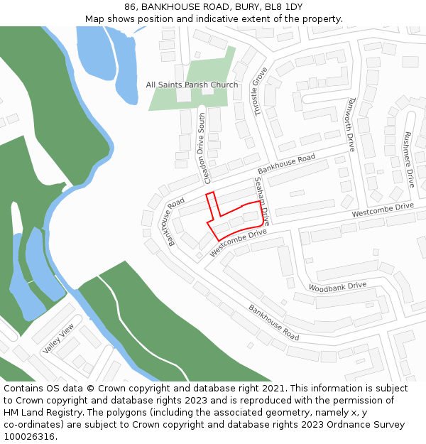 86, BANKHOUSE ROAD, BURY, BL8 1DY: Location map and indicative extent of plot