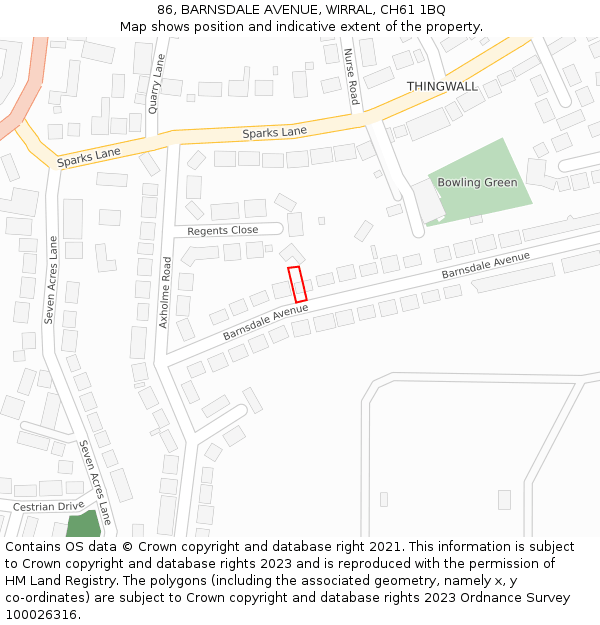 86, BARNSDALE AVENUE, WIRRAL, CH61 1BQ: Location map and indicative extent of plot