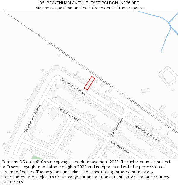 86, BECKENHAM AVENUE, EAST BOLDON, NE36 0EQ: Location map and indicative extent of plot