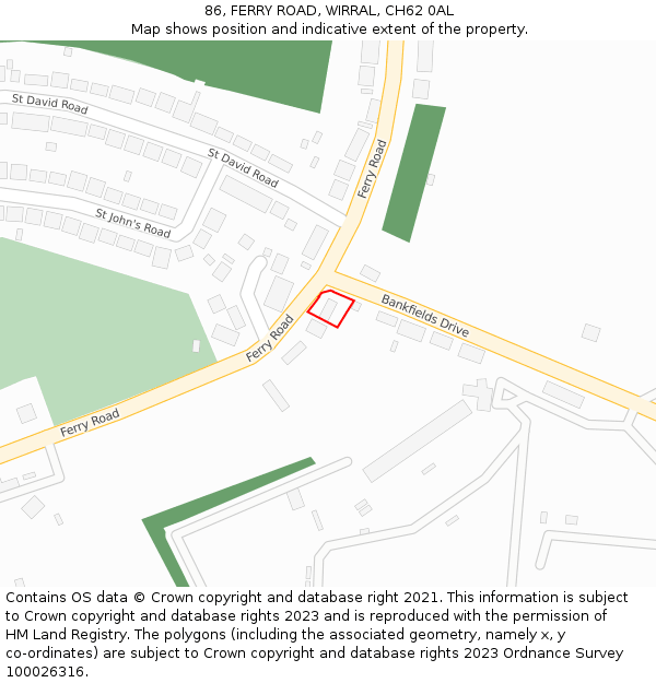 86, FERRY ROAD, WIRRAL, CH62 0AL: Location map and indicative extent of plot