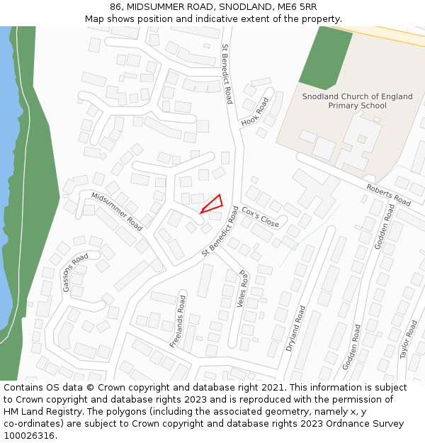 86, MIDSUMMER ROAD, SNODLAND, ME6 5RR: Location map and indicative extent of plot