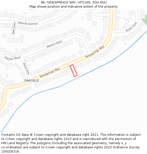 86, NINESPRINGS WAY, HITCHIN, SG4 9NU: Location map and indicative extent of plot
