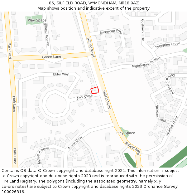 86, SILFIELD ROAD, WYMONDHAM, NR18 9AZ: Location map and indicative extent of plot