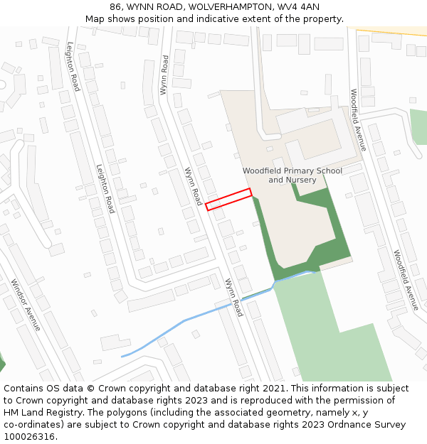 86, WYNN ROAD, WOLVERHAMPTON, WV4 4AN: Location map and indicative extent of plot