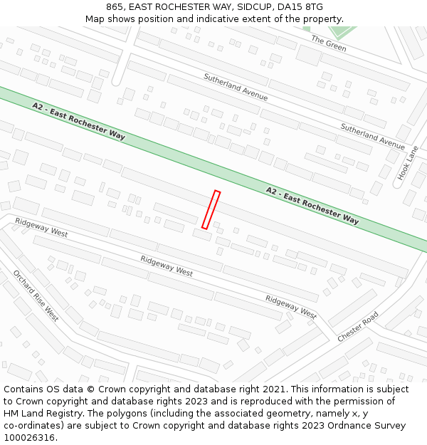 865, EAST ROCHESTER WAY, SIDCUP, DA15 8TG: Location map and indicative extent of plot
